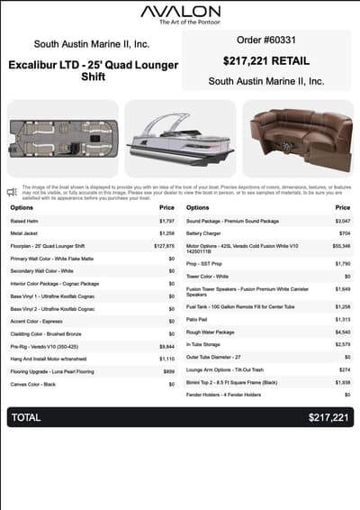 BOATZON | Avalon Excalibur LTD 25 Quad Lounger Shift 2027