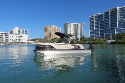 BOATZON | Avalon IN STOCK  2026 Avalon Excalibur LTD 25 ELW GoldBlack  Mercury 400  Tritoon w Saltwater Package 2026