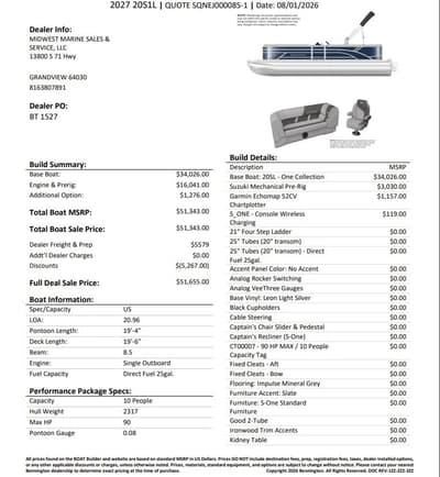 BOATZON | Bennington 20 S1L Base 2027