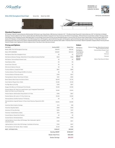BOATZON | Bentley Pontoons Elite 253 Swingback Dual Capt Full tube 2026