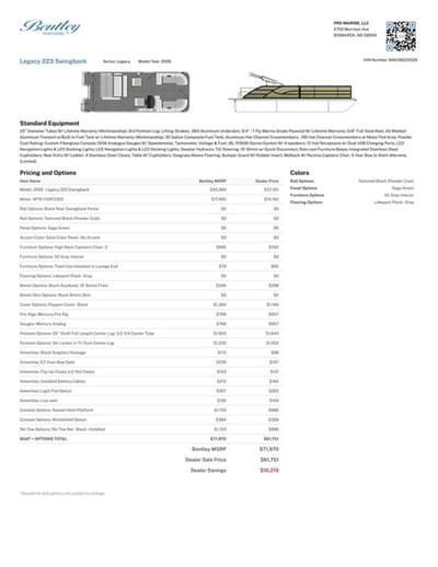 BOATZON | Bentley Pontoons Legacy 223 Swingback Full Tube 2026