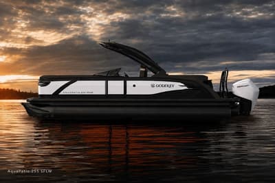 BOATZON | Godfrey AquaPatio 25 Single Flip Lounge Windshield Tritoon  255 SFLW 2027