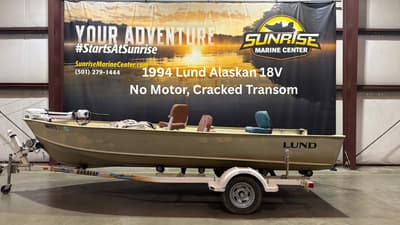 BOATZON | Lund Alaskan 18V Boat and Trailer Only NO MOTOR Cracked Transom 1994