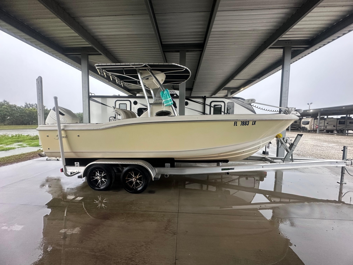 2002 Scout 235 Sportfish w/ 2024 TRAILER & 2018 SUZUKI 250 - Sold Boat