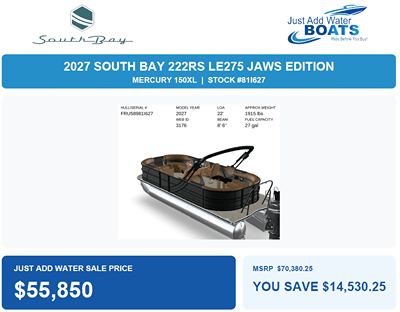 BOATZON | South Bay 222 RS Tritoon JAWS Edition 2027