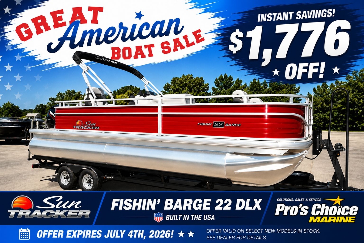2026 Sun Tracker Fishin Barge 22 DLX w/115HP ProXS 4 Stroke - Sold Boat