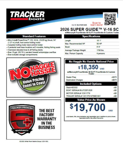 BOATZON | Tracker® Boats Super Guide V16 SC 2026