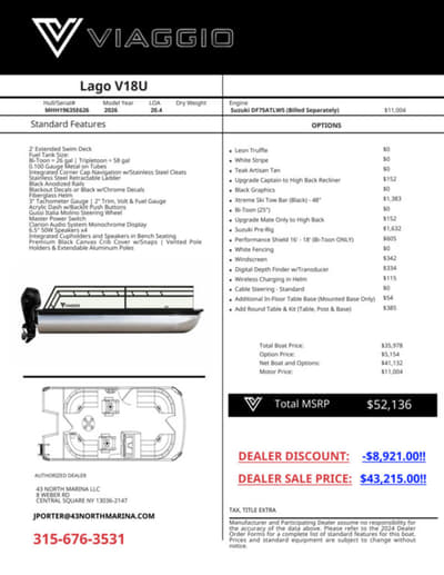 BOATZON | Viaggio by Misty Harbor V18U BiToon 25 Tubes 2026