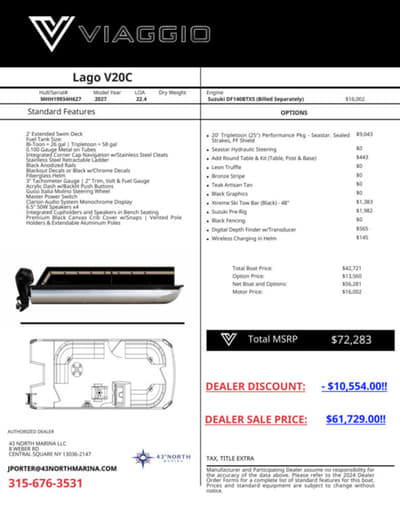 BOATZON | Viaggio by Misty Harbor V20C Plus TriToon 25 Tubes 2027