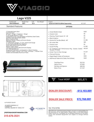 BOATZON | Viaggio by Misty Harbor V22S TriToon 25 Tubes 2027