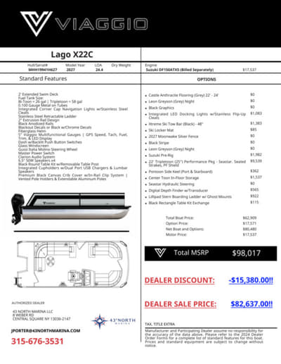 BOATZON | Viaggio by Misty Harbor X22C TriToon 25 Tubes 2027