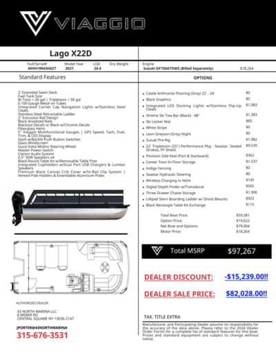 BOATZON | Viaggio by Misty Harbor X22D TriToon 25 Tubes 2027