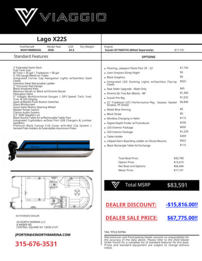 BOATZON | Viaggio by Misty Harbor X22S Plus TriToon 25 Tubes 2026