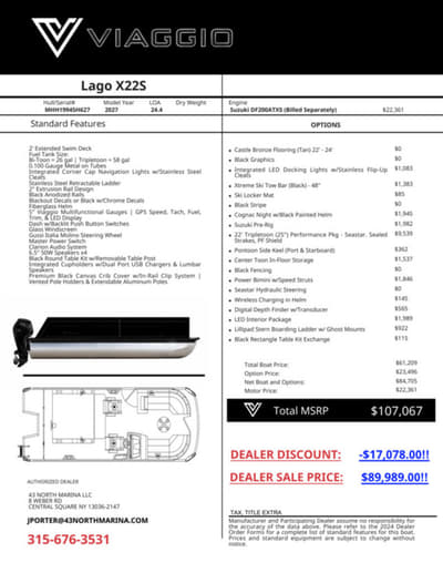 BOATZON | Viaggio by Misty Harbor X22S Plus TriToon 25 Tubes 2027