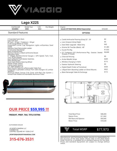BOATZON | Viaggio by Misty Harbor X22S TriToon 25 Tubes 2026 BOATZON | Viaggio by Misty Harbor X22S TriToon 25 Tubes 2026
