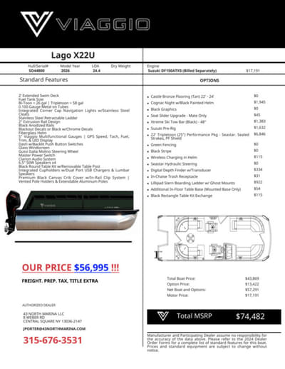 BOATZON | Viaggio by Misty Harbor X22U TriToon 25 Tubes 2026 BOATZON | Viaggio by Misty Harbor X22U TriToon 25 Tubes 2026