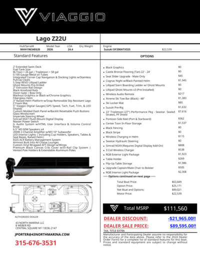 BOATZON | Viaggio by Misty Harbor Z22U Plus TriToon 27 Tubes 2026