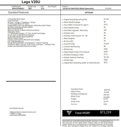 BOATZON | Viaggio V20U 2027