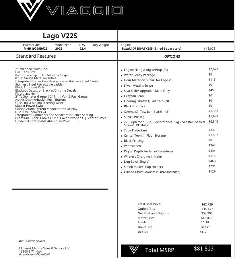 2026 Viaggio V22S - Sold Boat