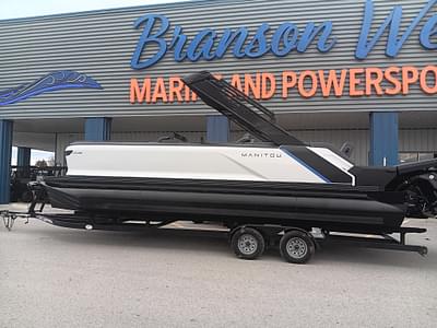 BOATZON | 2025 Manitou Explore Navigator 24 Max Trifold Stealth Dual Engi