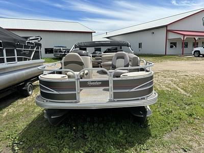 BOATZON | Sun Tracker FISHIN BARGE 22 DLX 60HP NEW BUNK TRAILER 2015