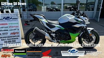 BOATZON | 2024 Kawasaki Z7 Hybrid ABS Metallic Bright SilverMetallic Matte Lime GreenEbony