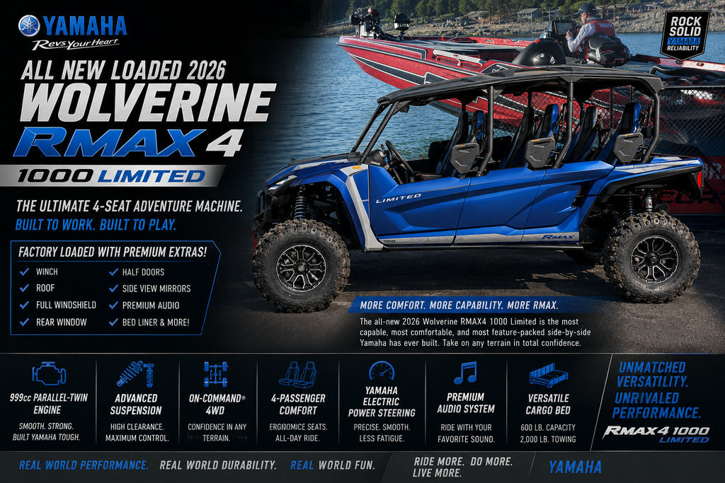 2026 Yamaha Wolverine Rmax4 1000 Limited - Sold Boat